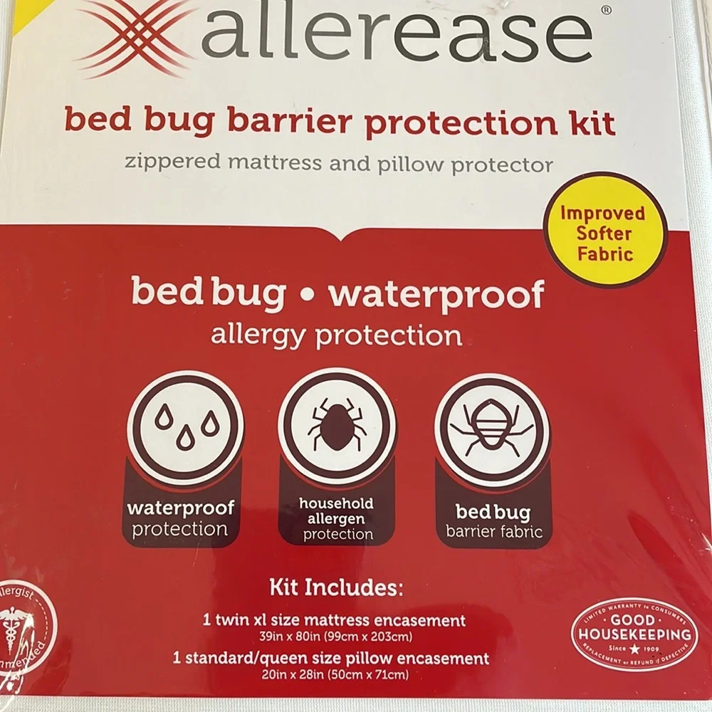 Allereease Bed Bug Barrier Protection Kit. Includes matttess and pillow casings